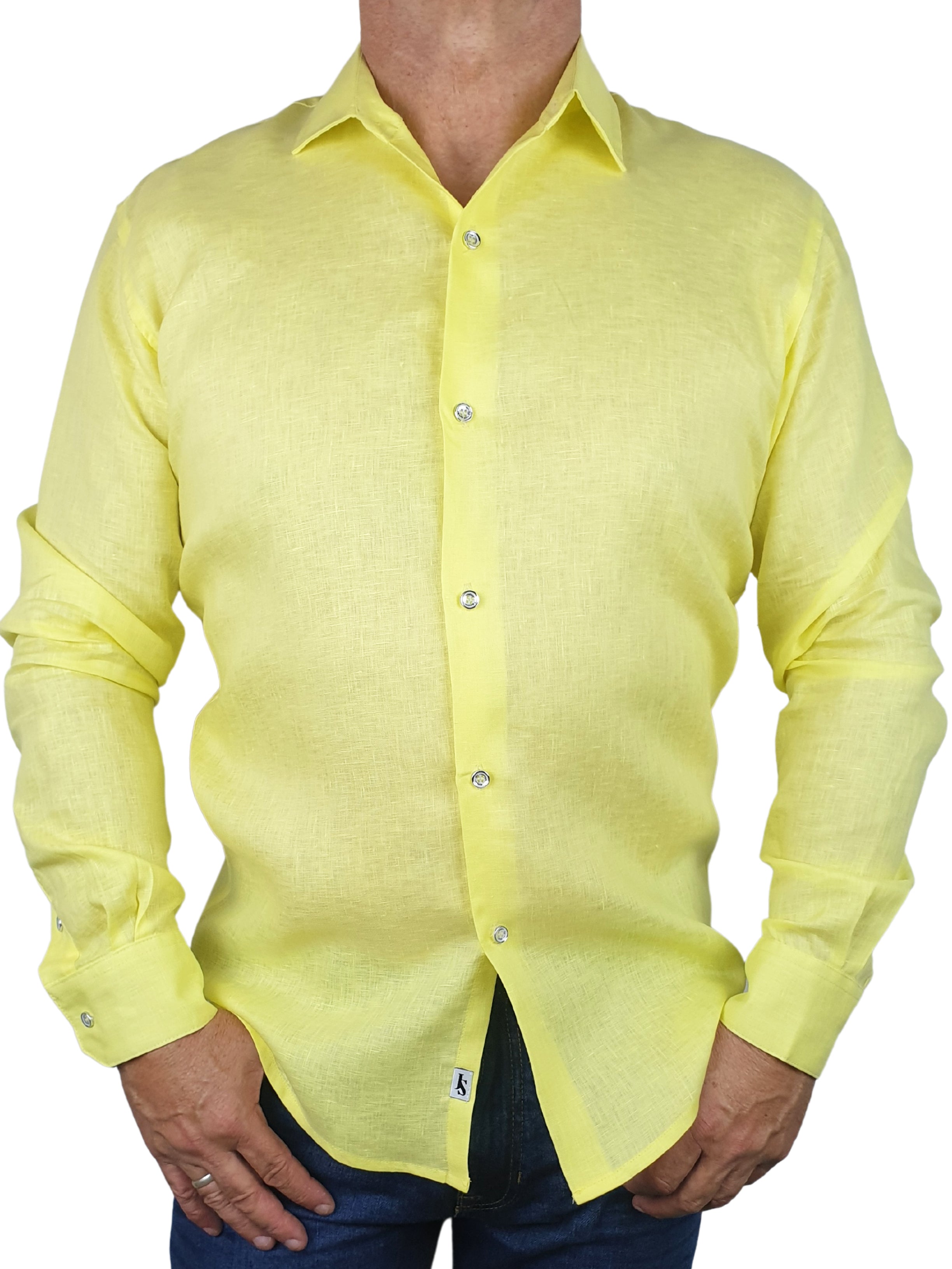 Byron Bay Lemon Linen L/S Shirt - Yellow