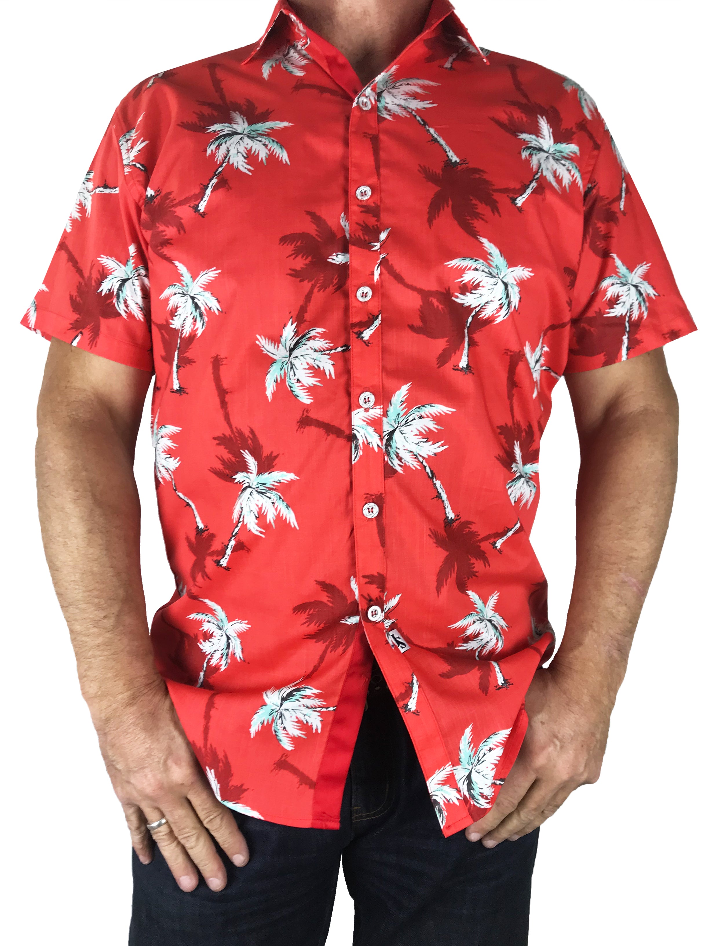Malibu Hawaiian Cotton S/S Big Mens Shirt - Red