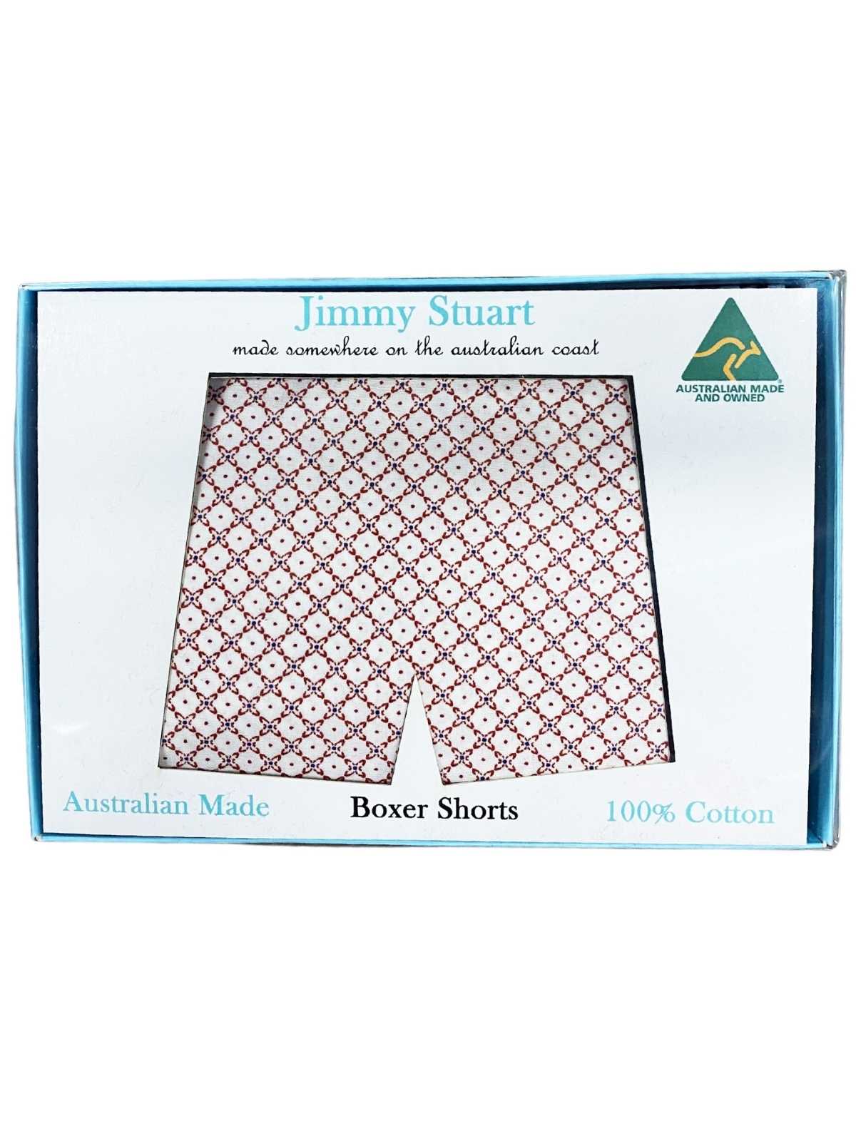 Monarch Geometric Cotton Boxer Short - Red/White