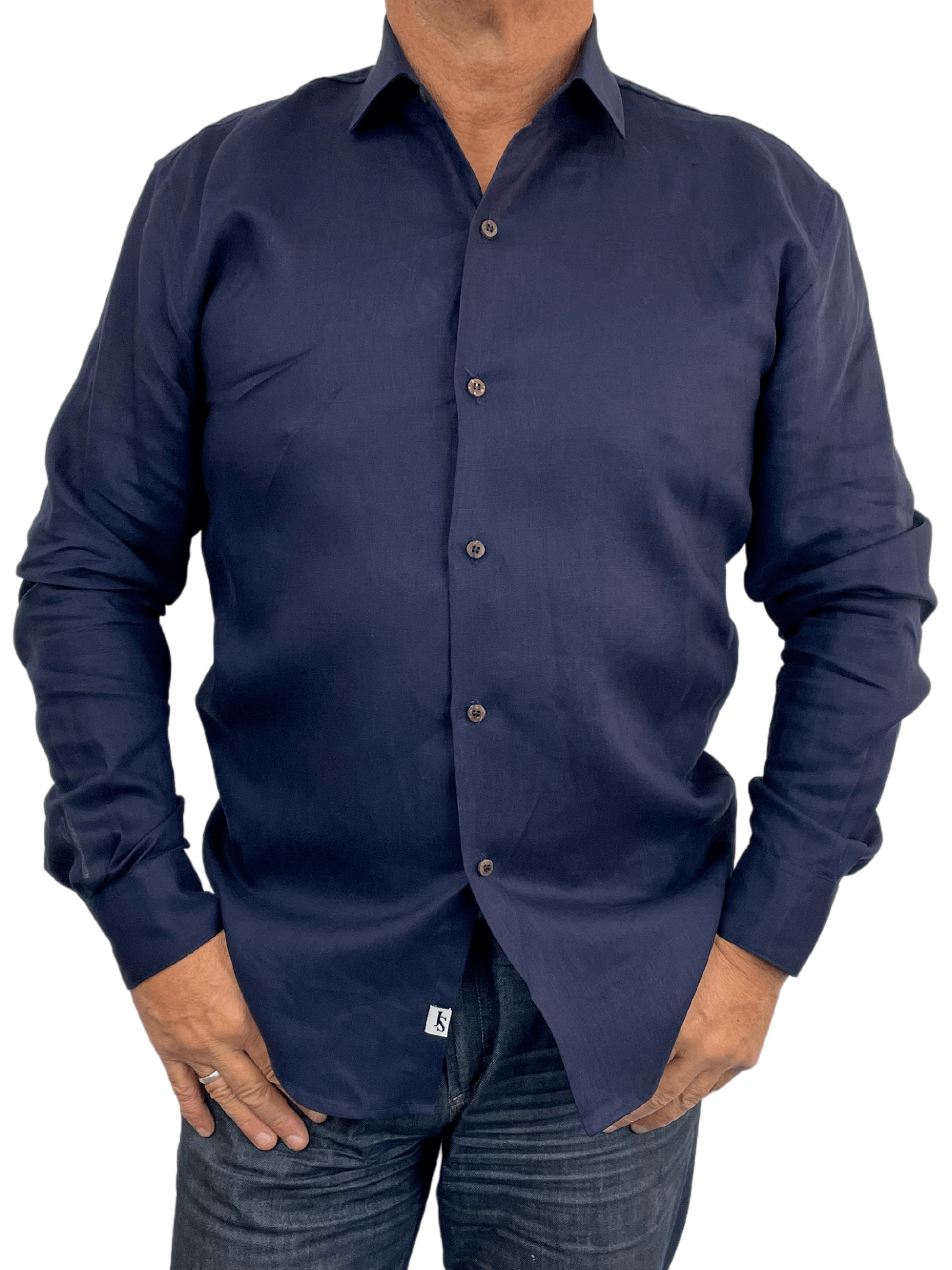 Byron Bay Navy Linen L/S Shirt