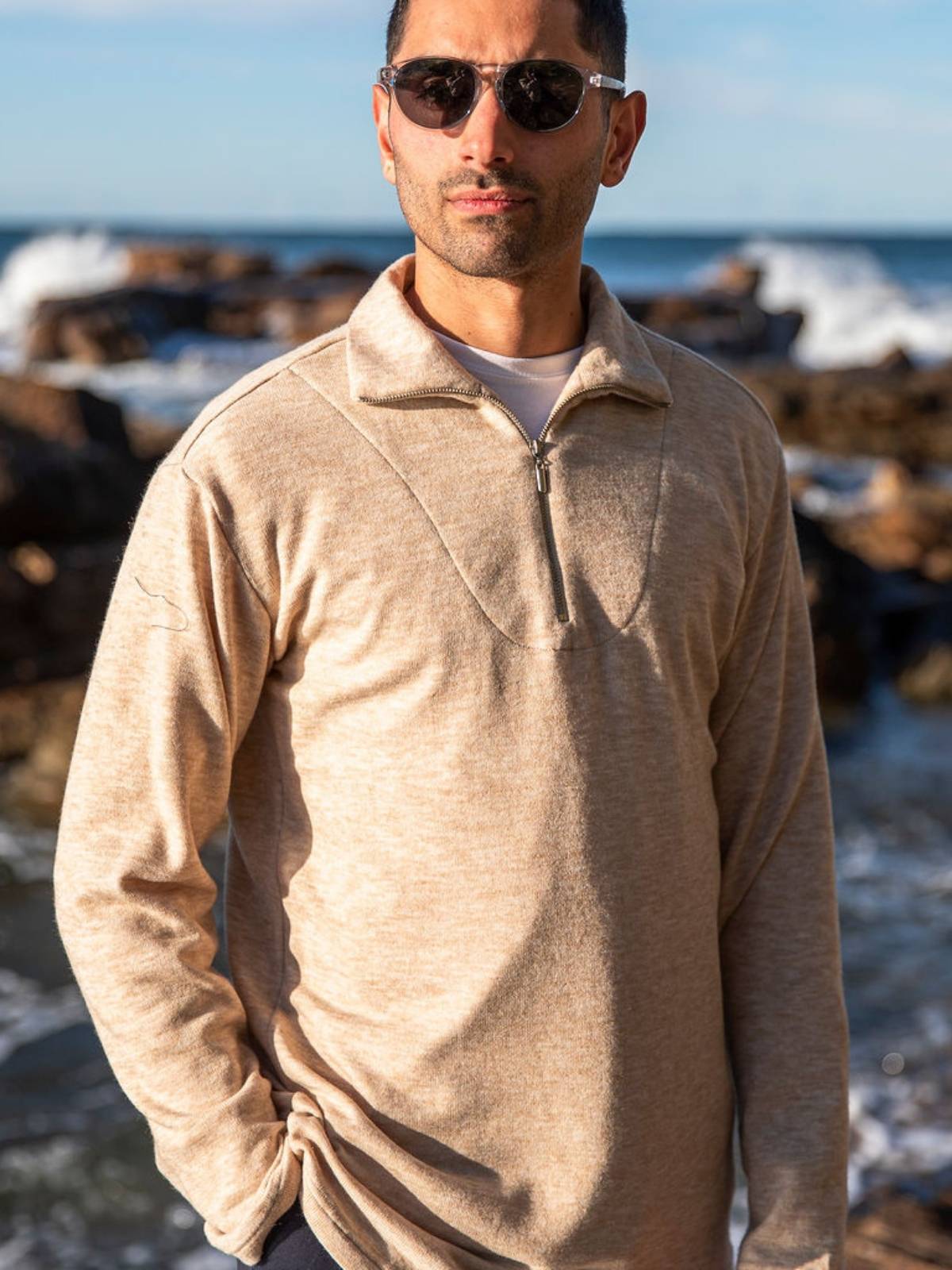 Norfolk Oatmeal 1/2 Zip Polo