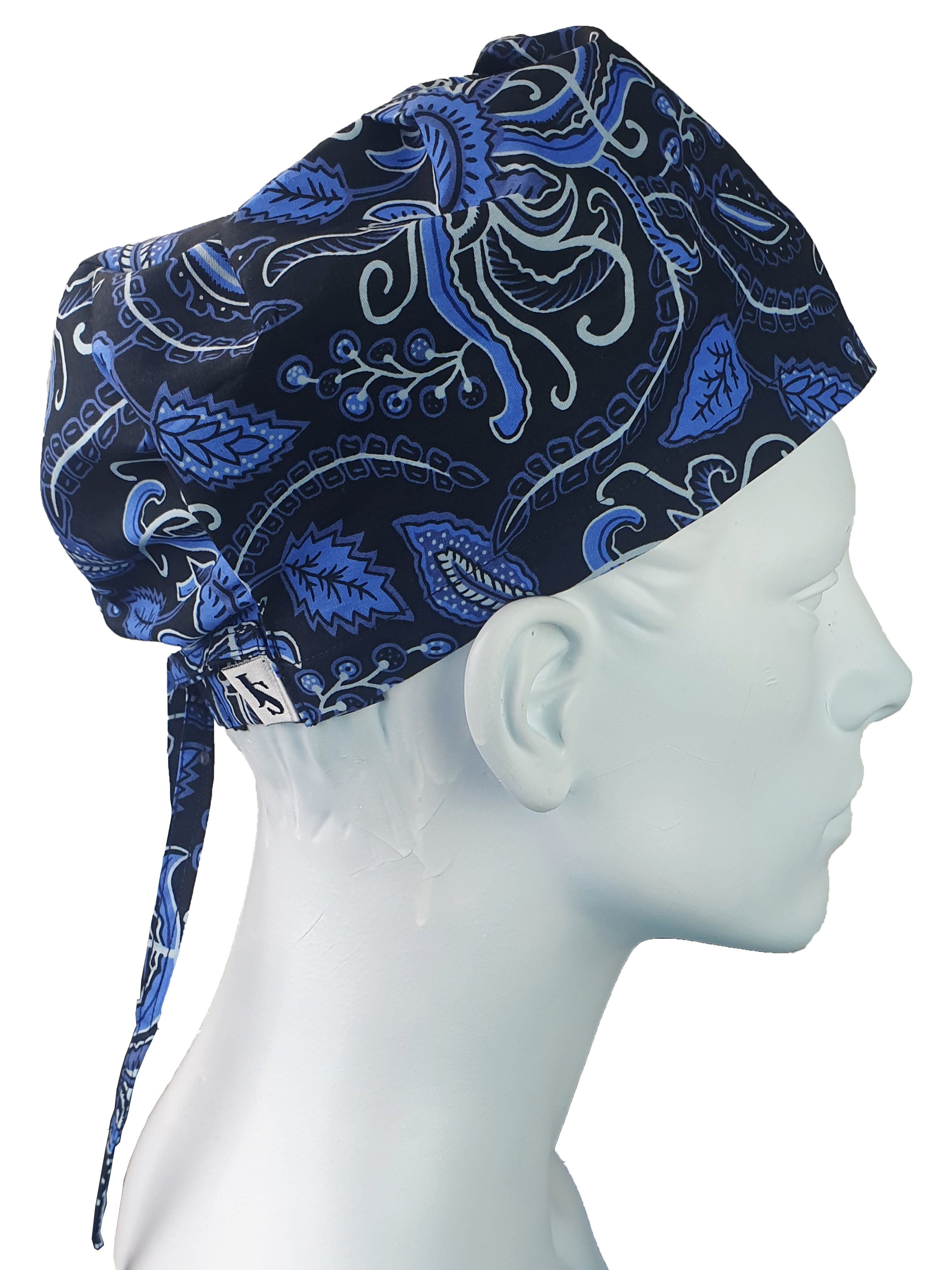 Octopus Printed Unisex Tie Scrub Hat - Blue/Black