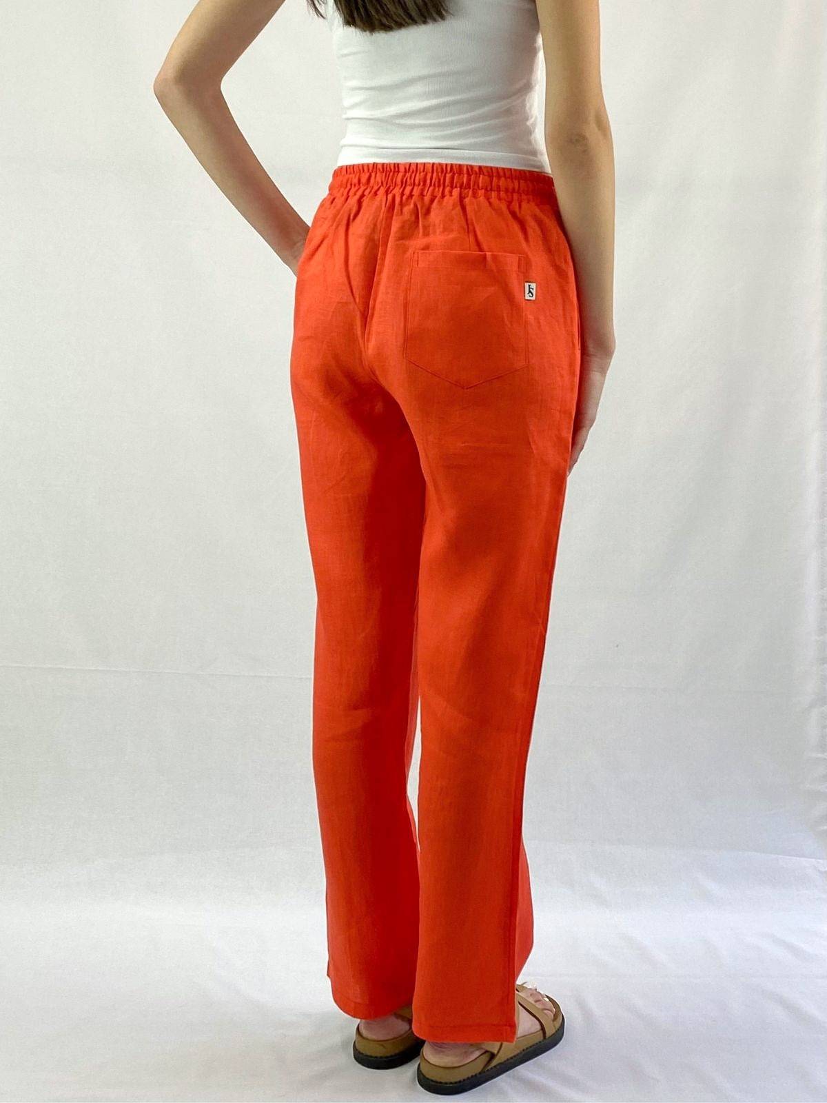 Orange Linen Pant - Relaxed Fit