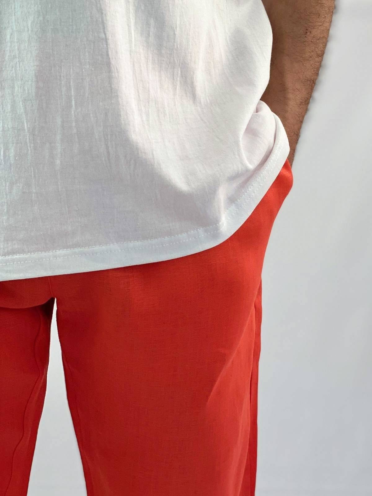 Orange Linen Pant - Relaxed Fit