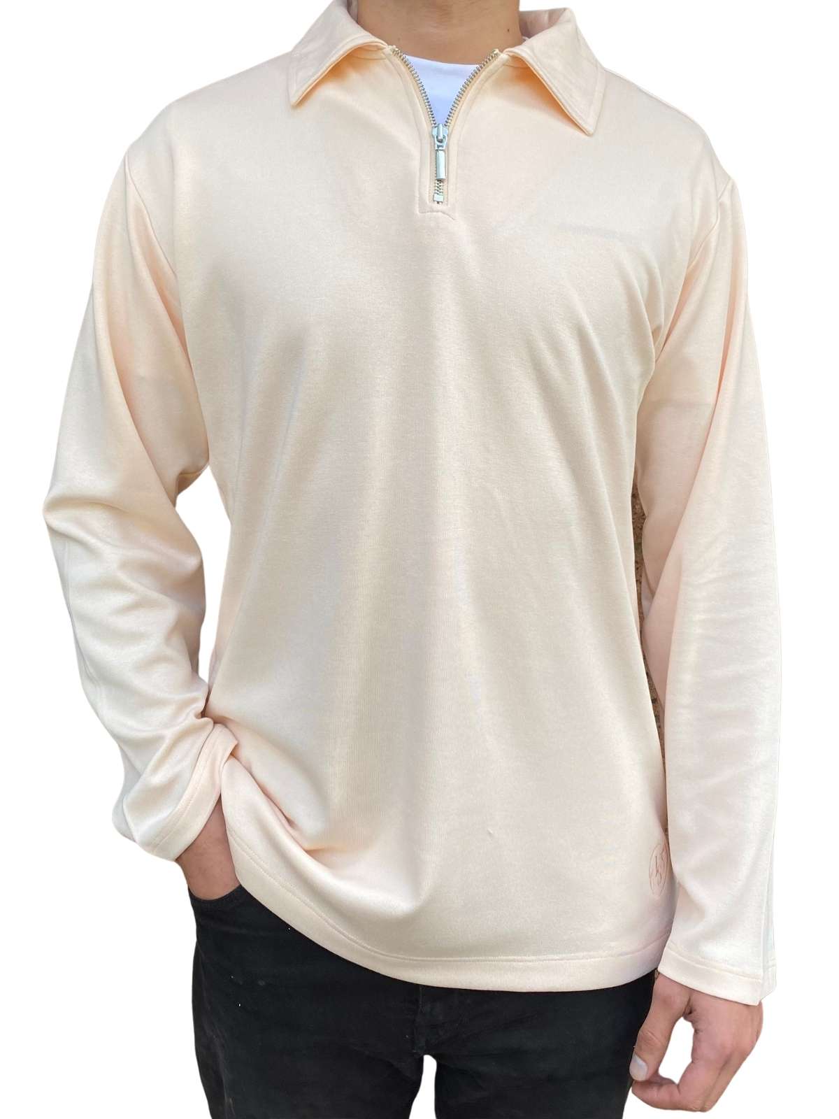 Peach Long Sleeve Zip Polo