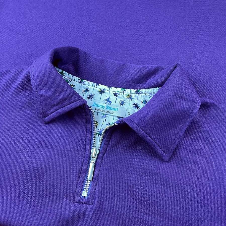 Plum Long Sleeve Zip Polo