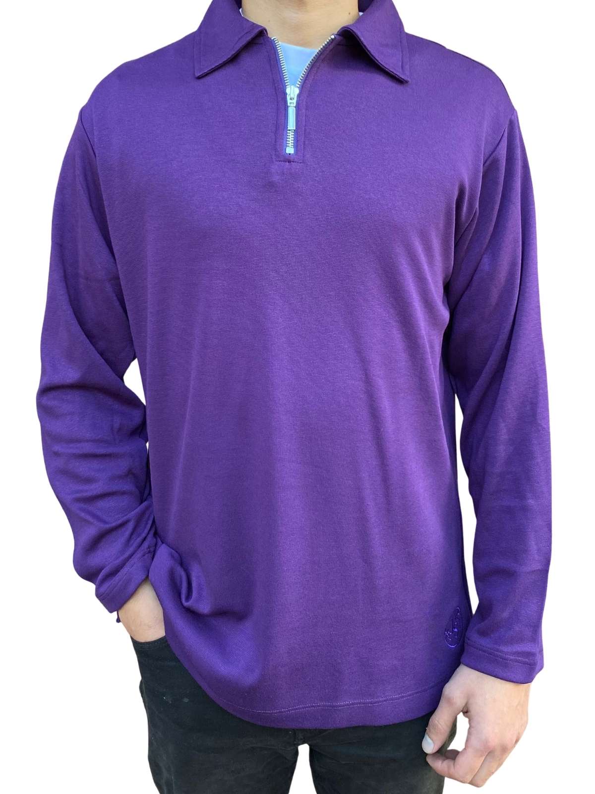 Plum Long Sleeve Zip Polo