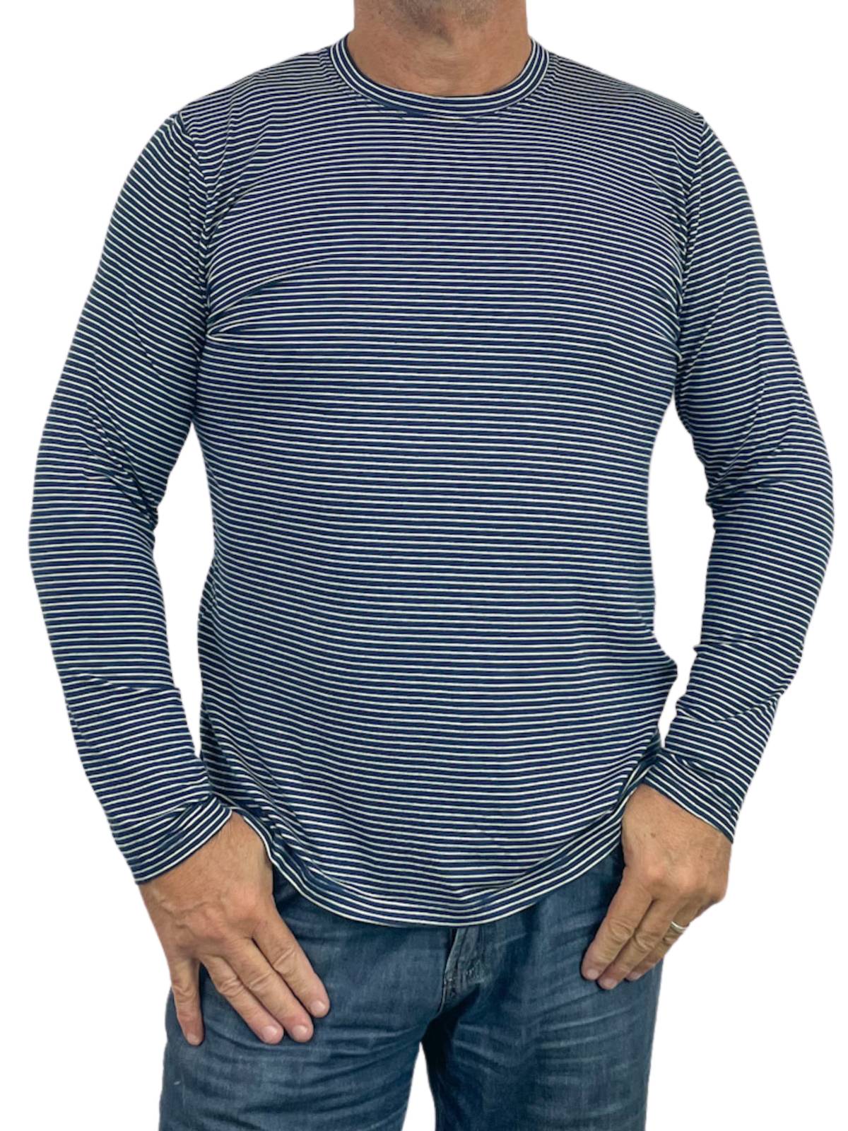 Polar Stripe Cotton L/S Tee - Navy/White