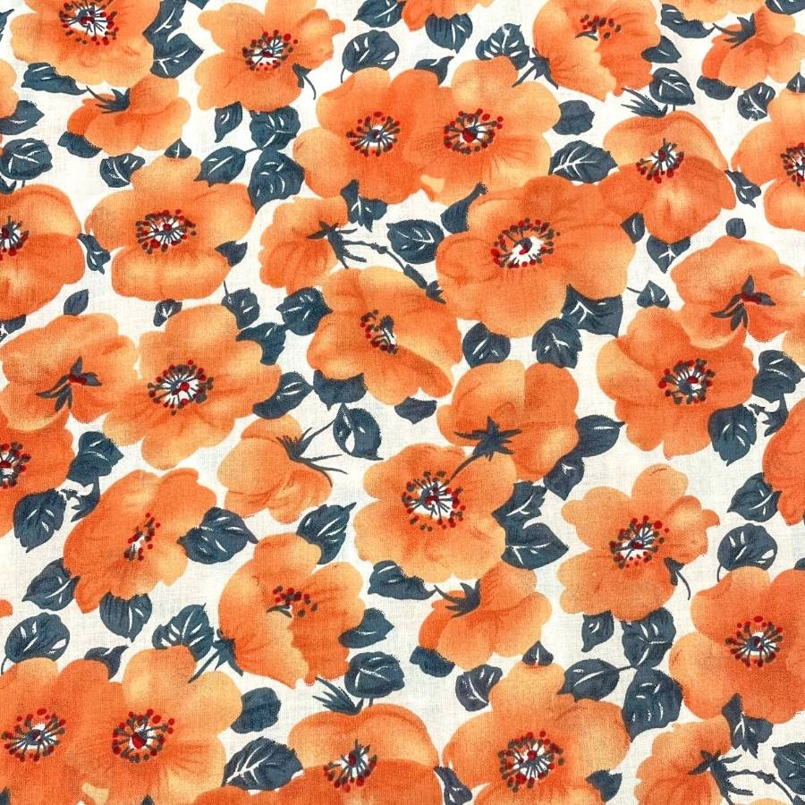 Poppy Floral Cotton S/S Shirt - Orange