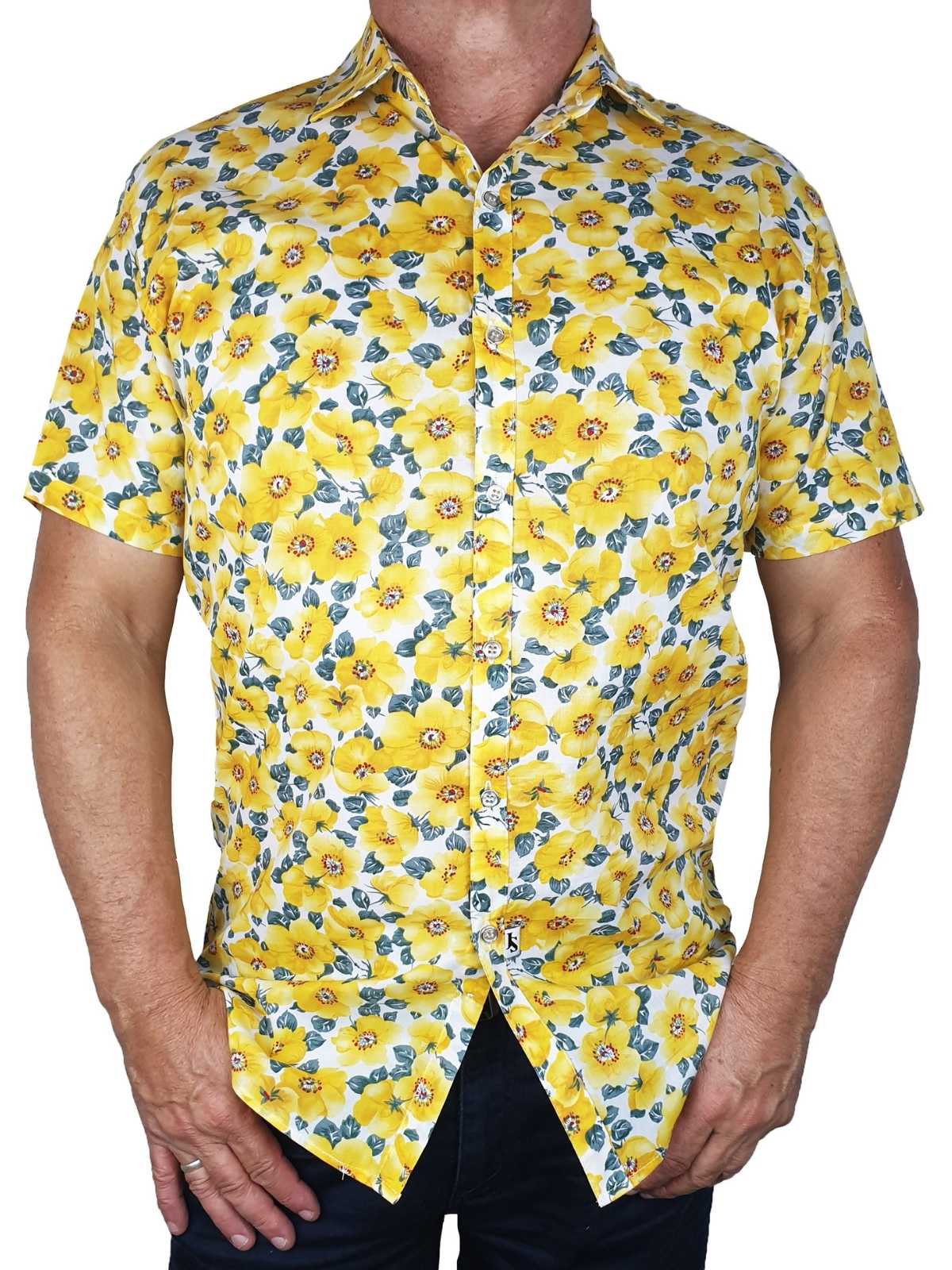 Poppy Floral Cotton S/S Shirt - Yellow