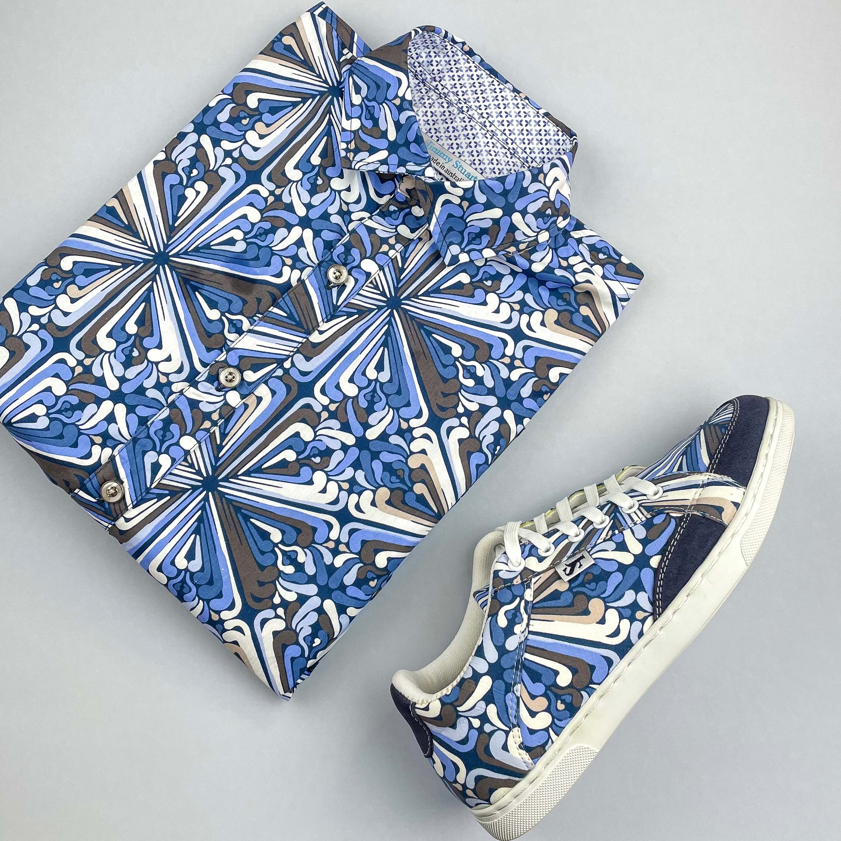 Prism Abstract Cotton L/S Shirt - Blue