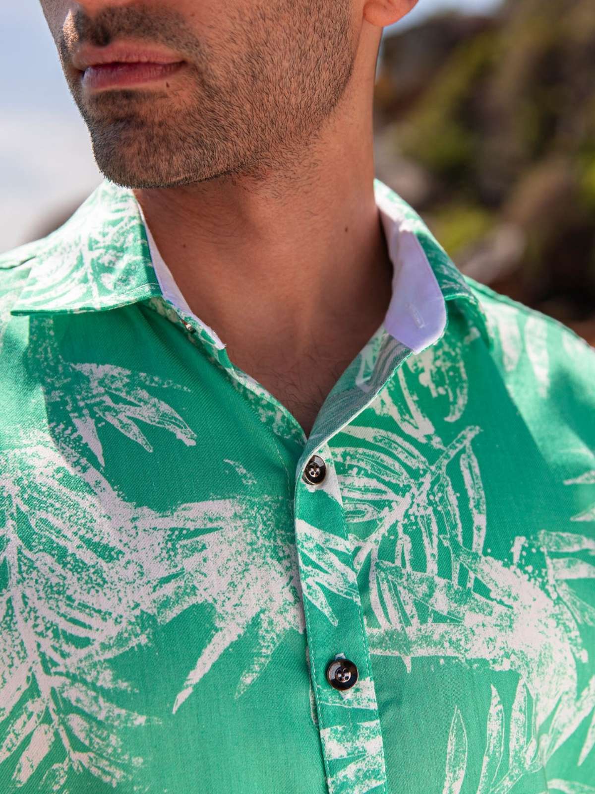 Rainforest Hawaiian Cotton/Rayon S/S Big Mens Shirt - Green