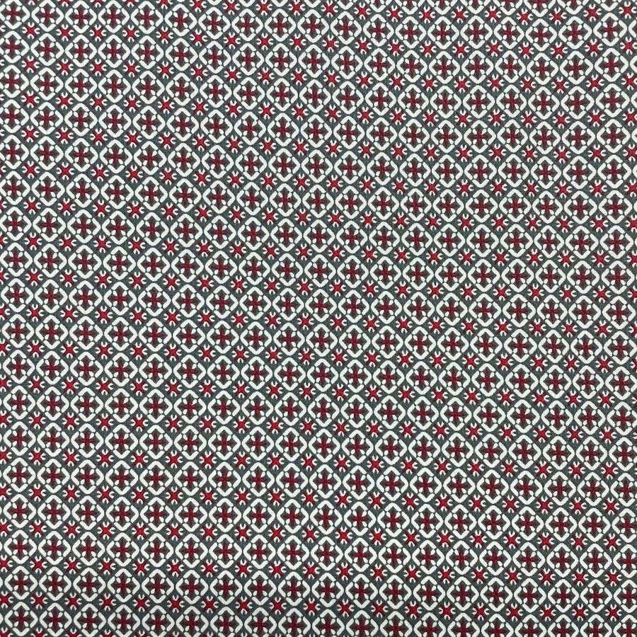 Religion Geometric Cotton L/S Big Mens Shirt - Grey/White/Red