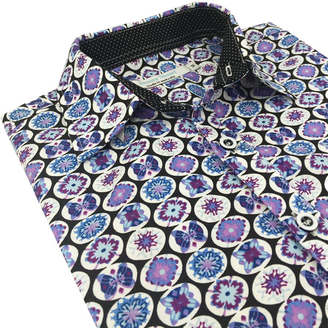 Rockpool Abstract Cotton L/S Big Mens Shirt - Purple