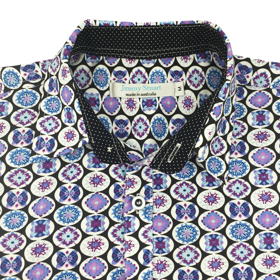 Rockpool Abstract Cotton L/S Big Mens Shirt - Purple