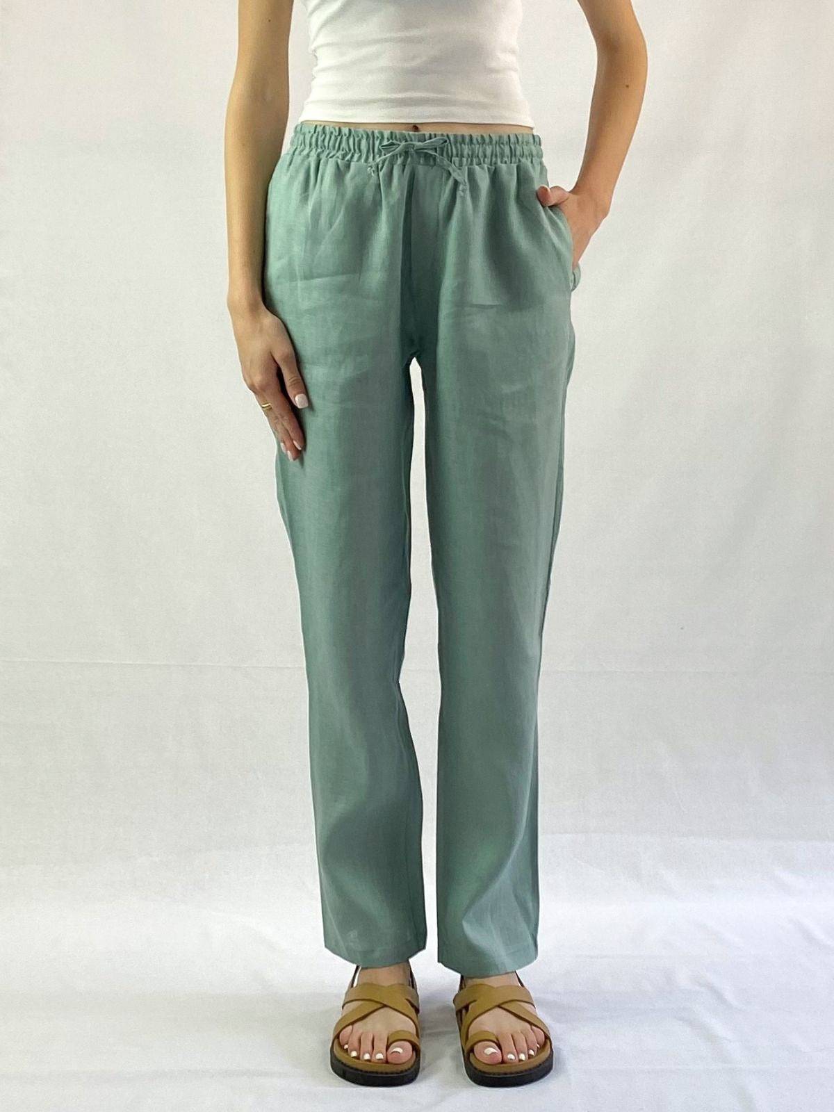 Sea Green Linen Pant - Relaxed Fit