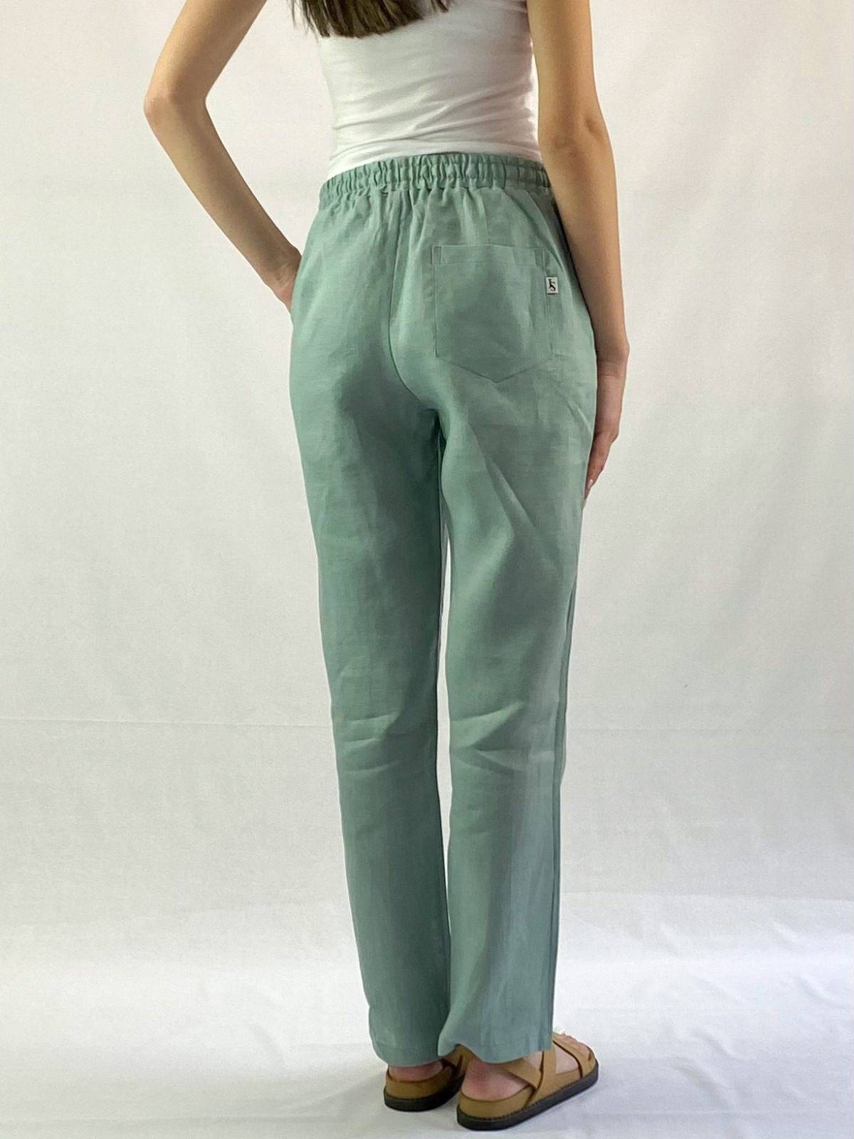 Sea Green Linen Pant - Relaxed Fit