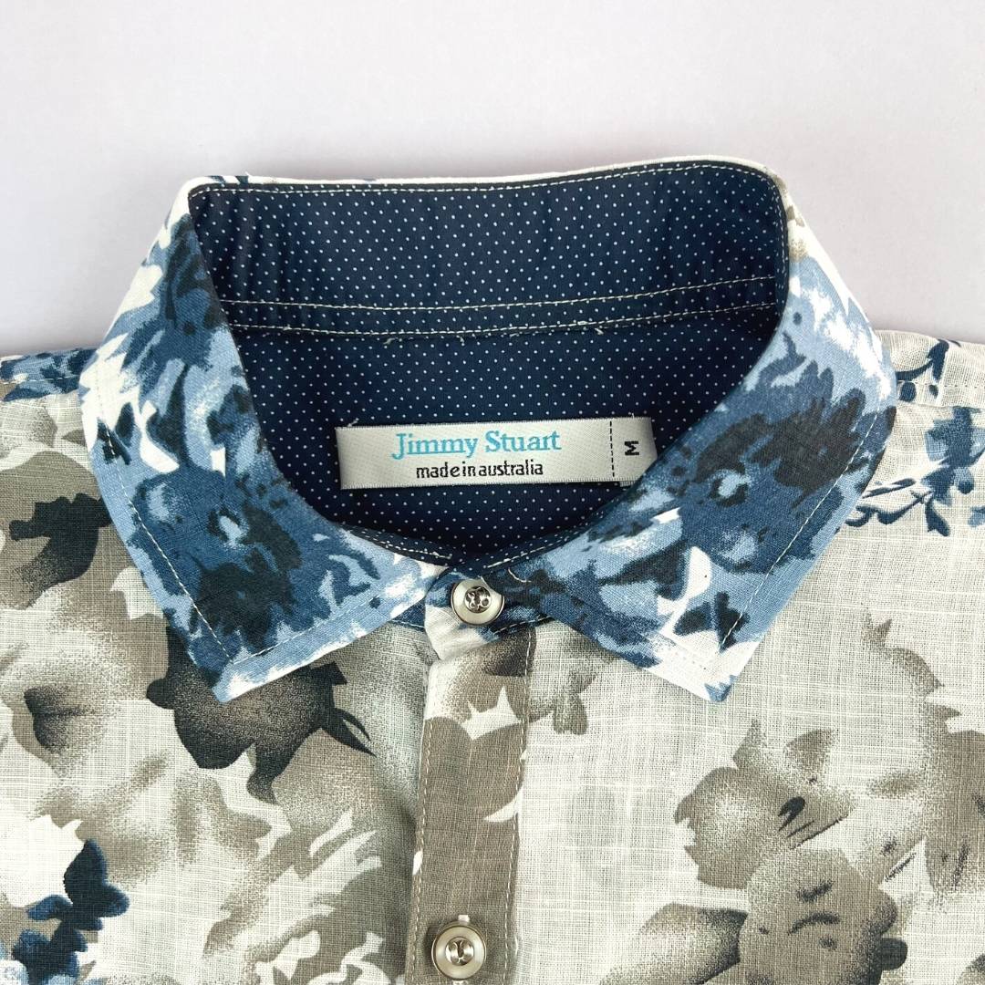 Frost Floral Cotton L/S Shirt - Blue/White
