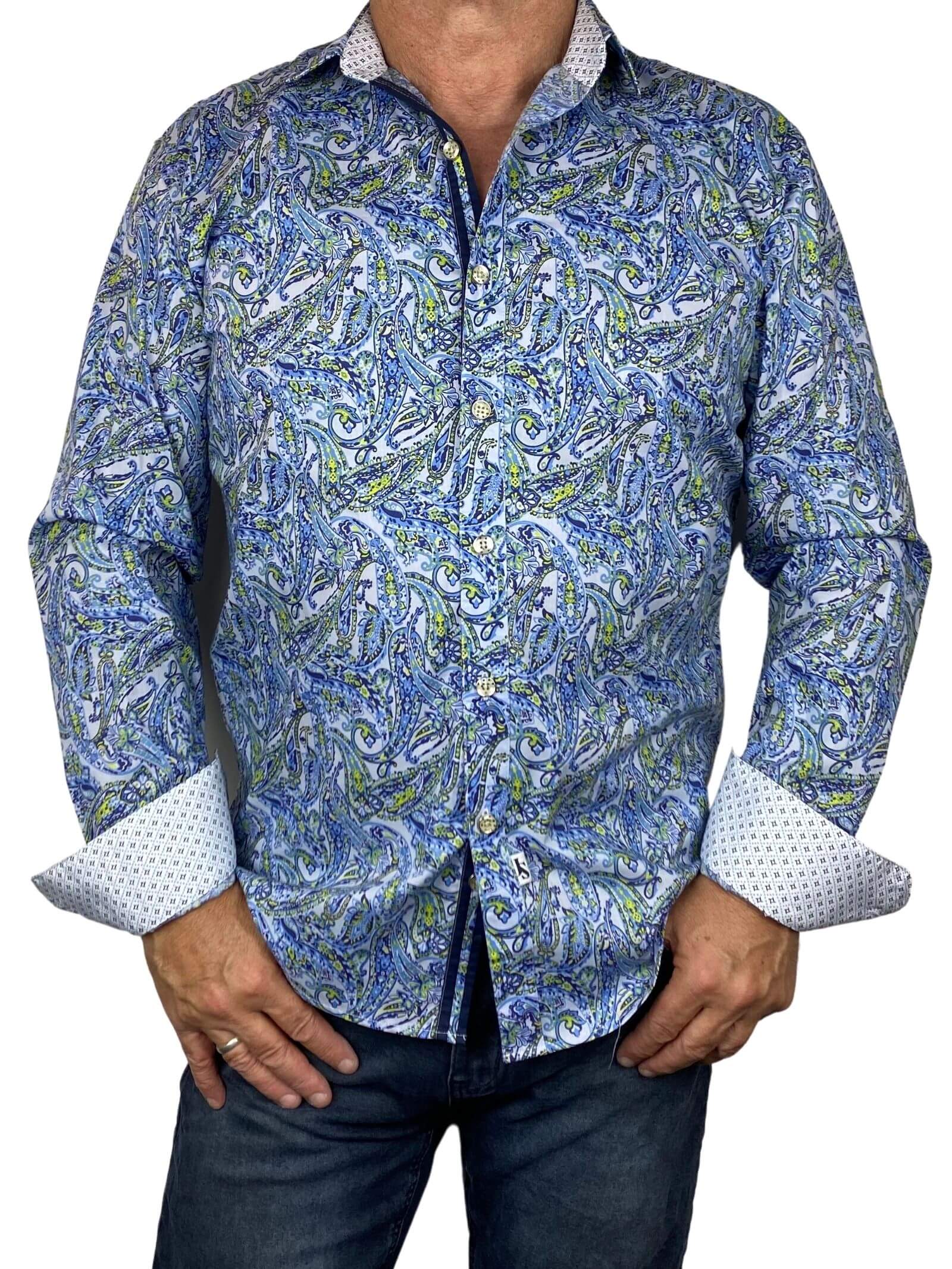 Serpent Paisley Cotton L/S Shirt - Blue