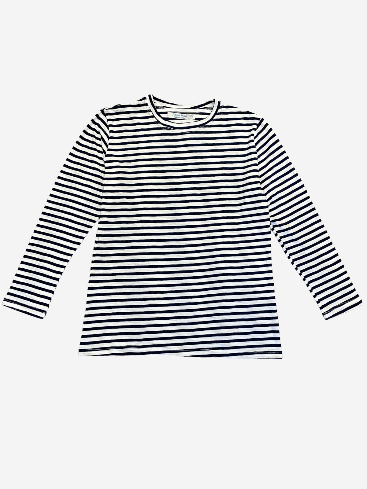 Siberia Stripe Cotton L/S Tee - Navy/White