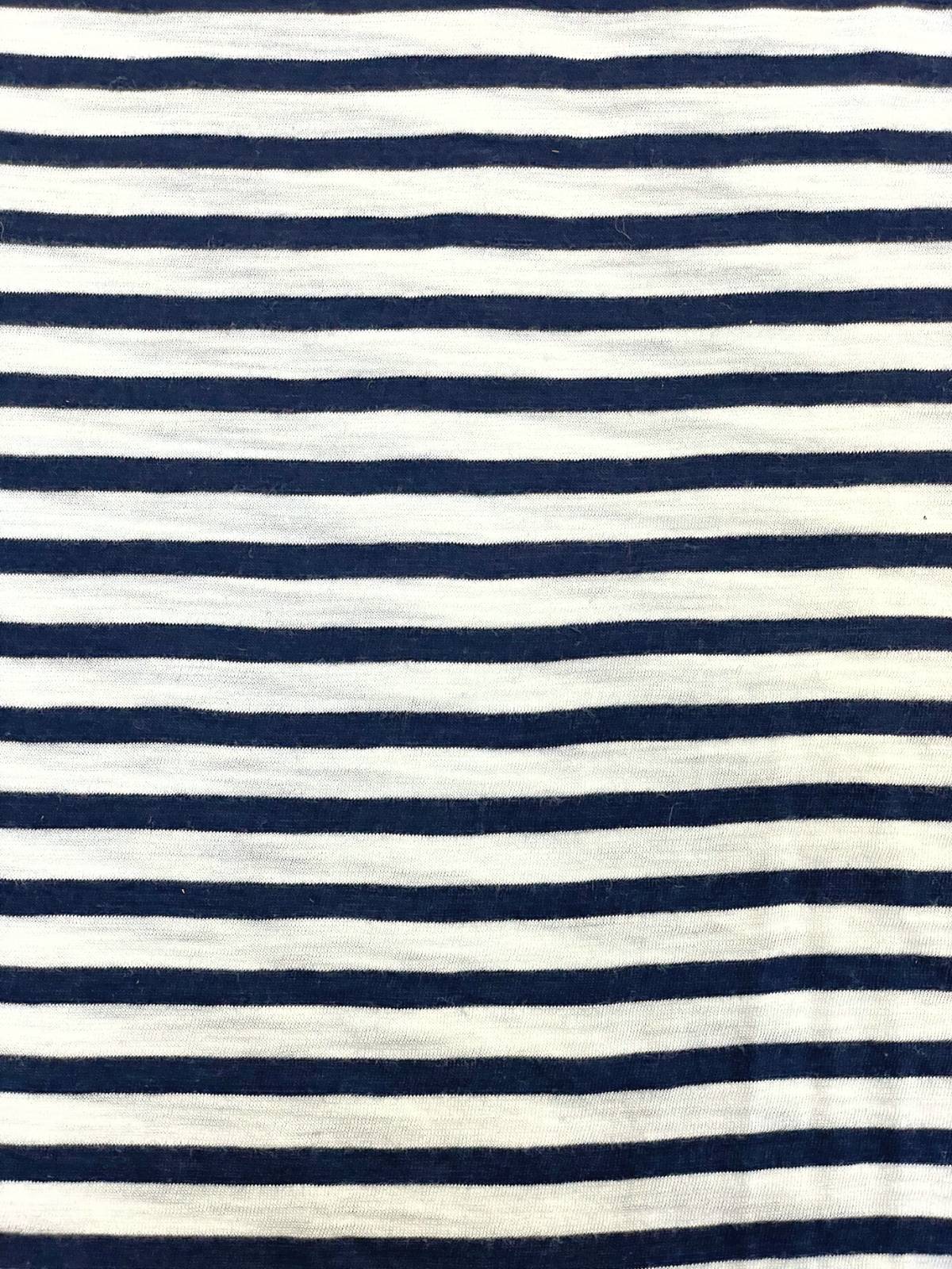 Siberia Stripe Cotton L/S Tee - Navy/White