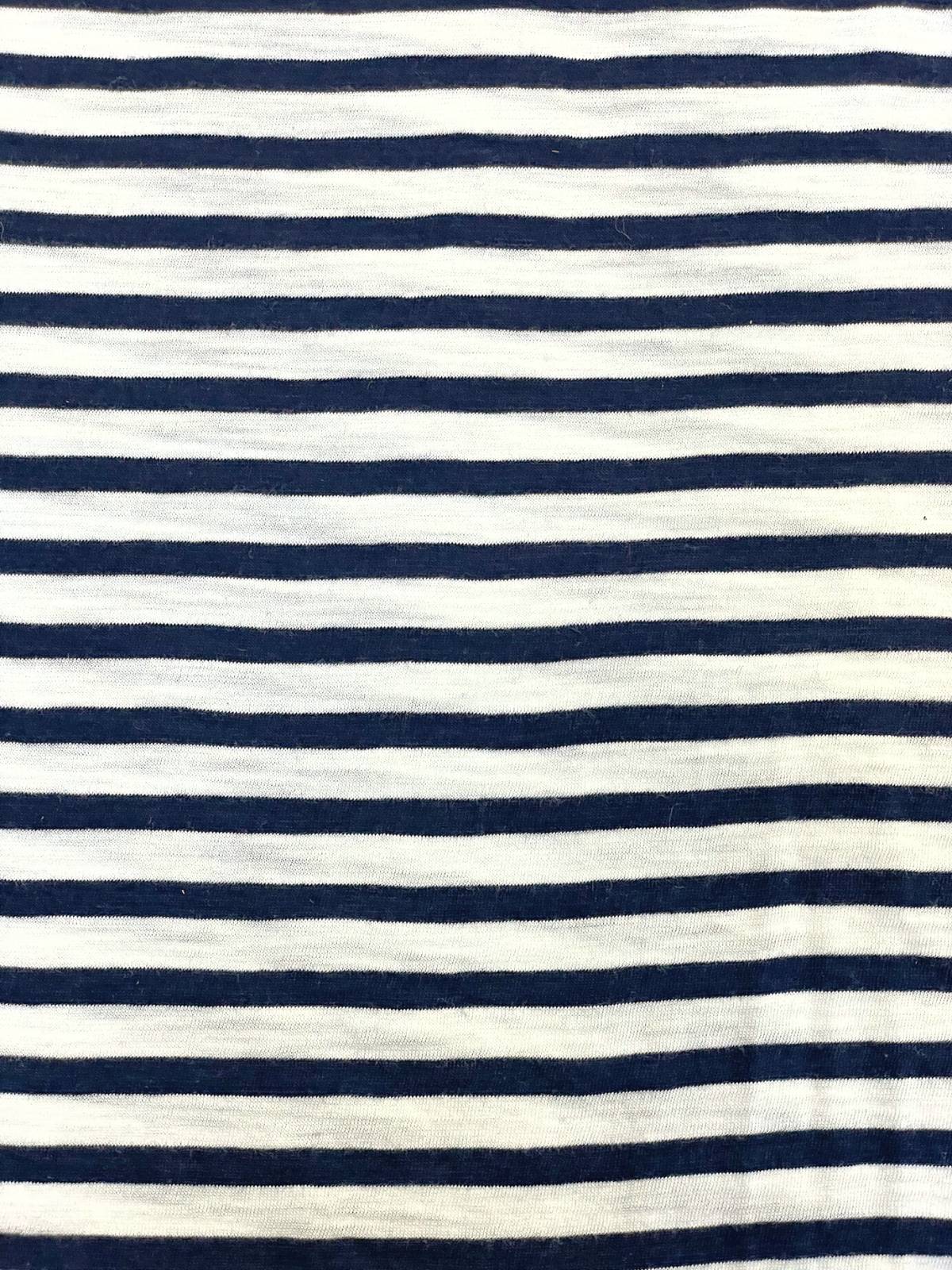 Siberia Stripe Cotton L/S Tee - Navy/White