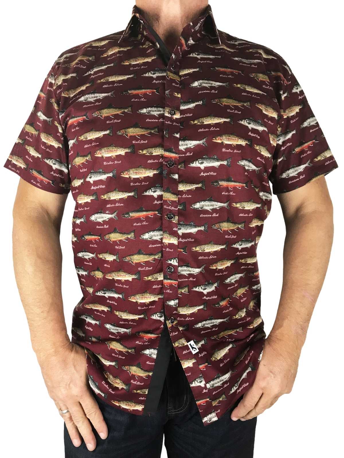 Sinker Abstract Cotton S/S Big Mens Shirt - Burgundy