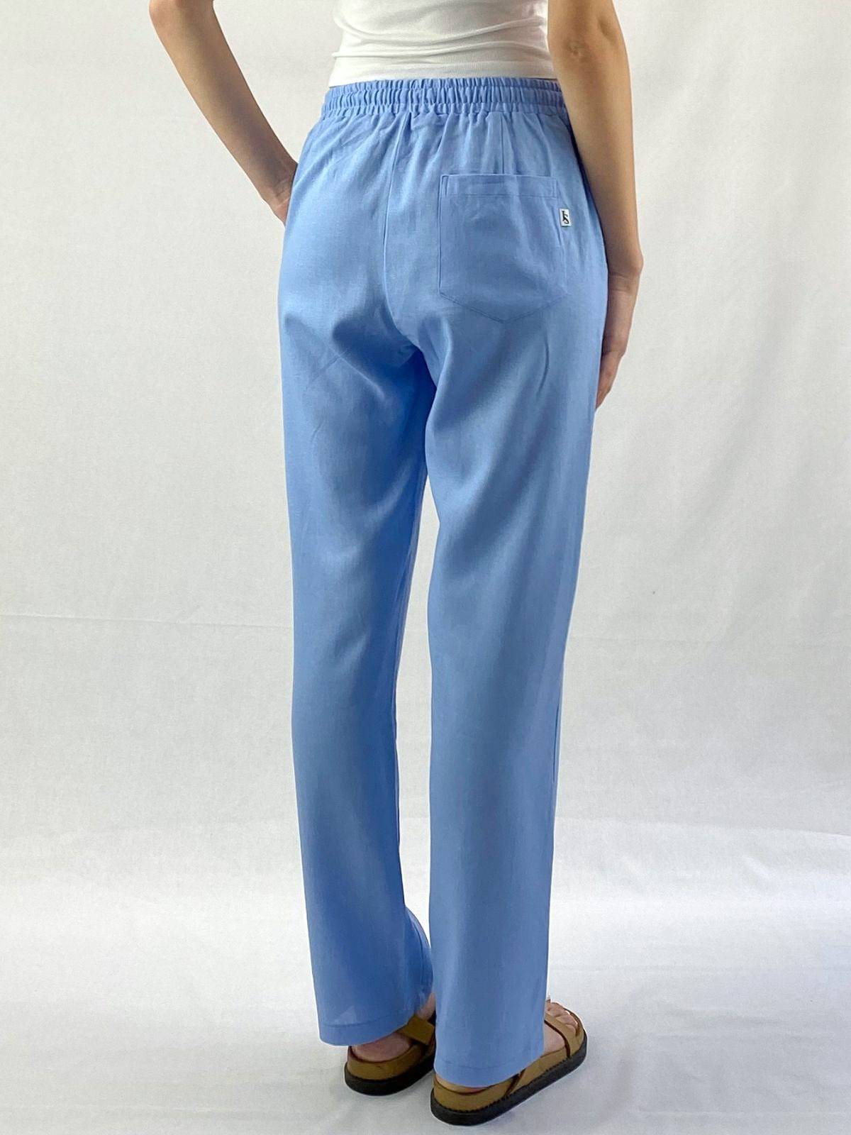 Sky Blue Linen Pant - Relaxed Fit