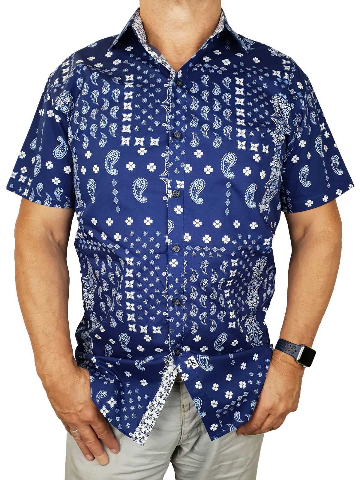 Tadpole Paisley Cotton S/S Big Mens Shirt - Navy