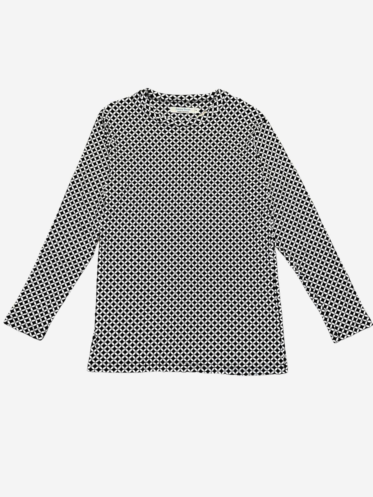 Thredbo Geometric Cotton L/S Tee - Black/White