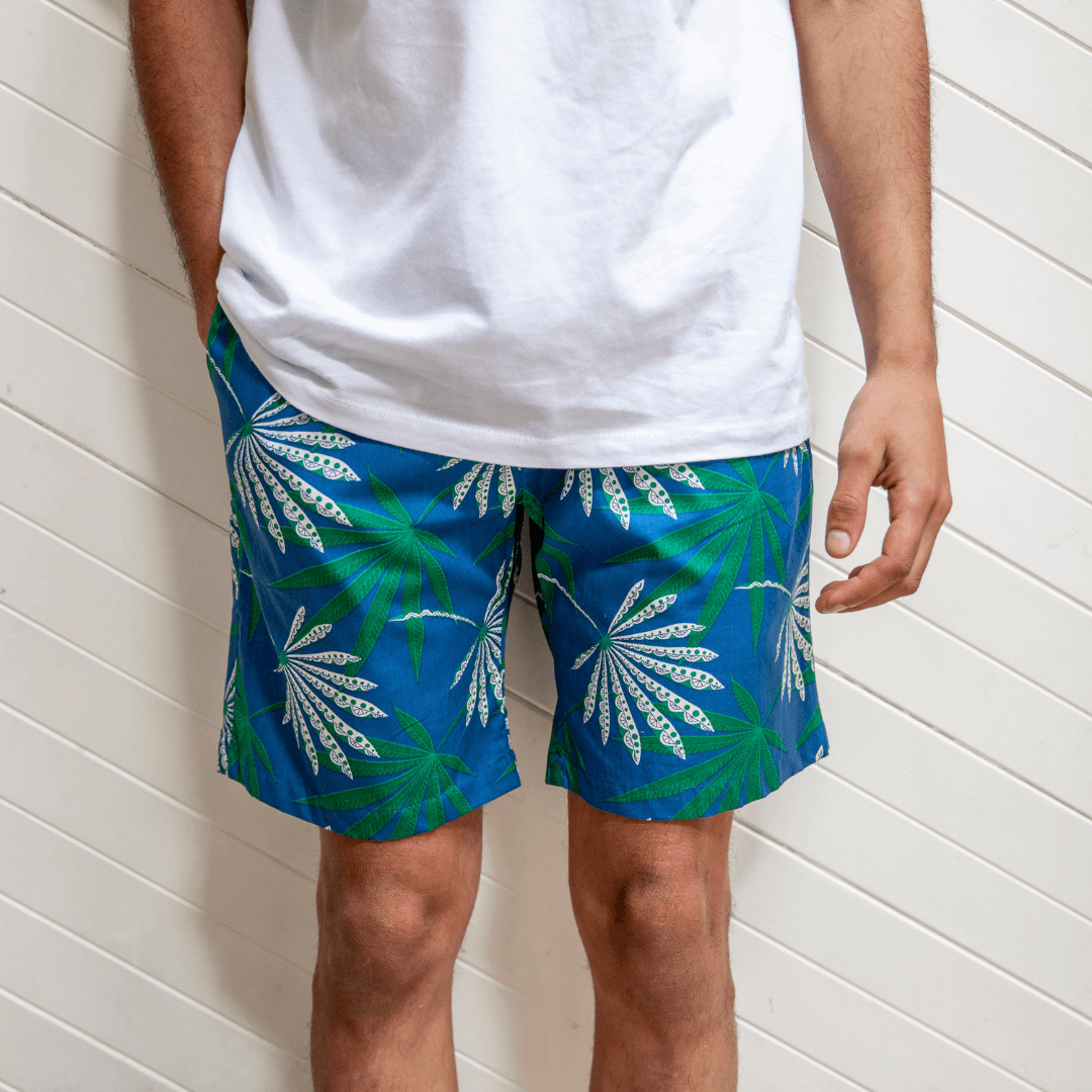 Hooch Abstract Cotton Short - Blue/Green