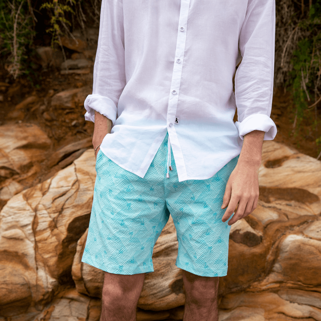 Tahiti Hawaiian Cotton Short - Blue