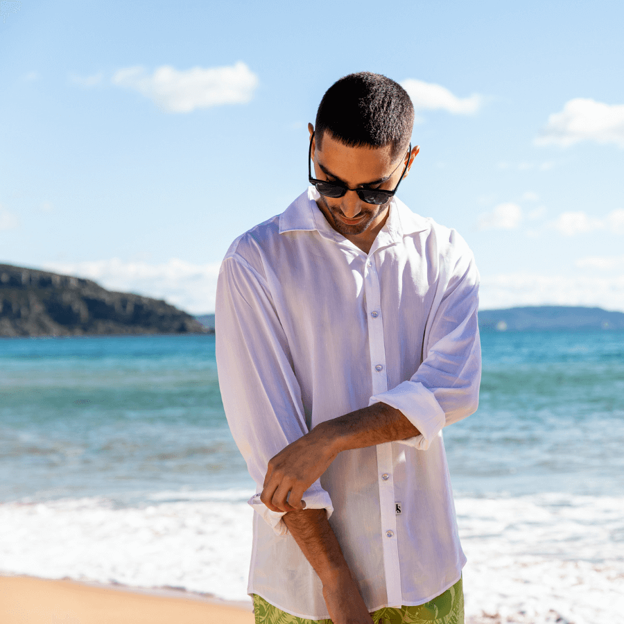 Barbados Rayon/Linen L/S Shirt - White