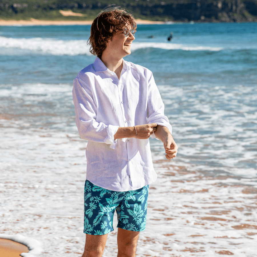 Byron Bay White Linen L/S Shirt