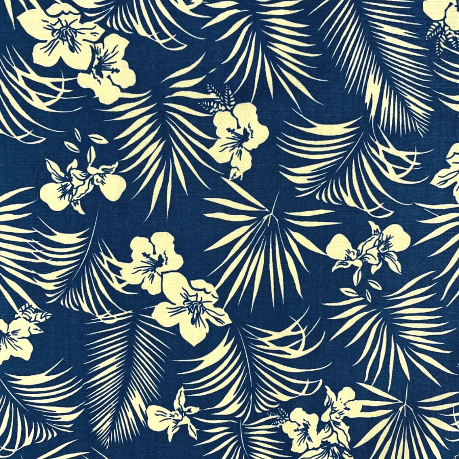 Vanuatu Hawaiian Cotton Short - Navy/Yellow