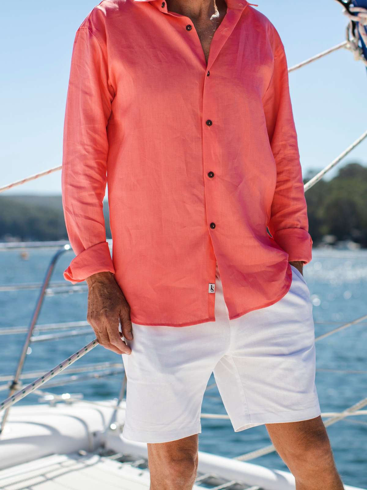 Byron Bay Watermelon Linen L/S Big Mens Shirt
