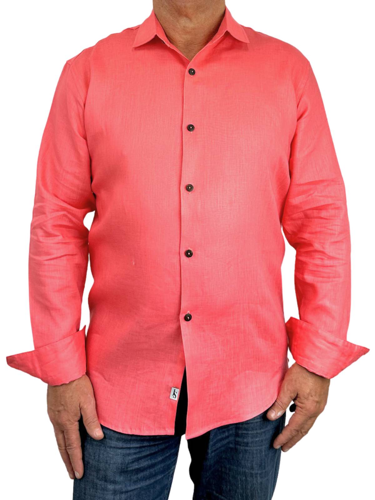Byron Bay Watermelon Linen L/S Big Mens Shirt