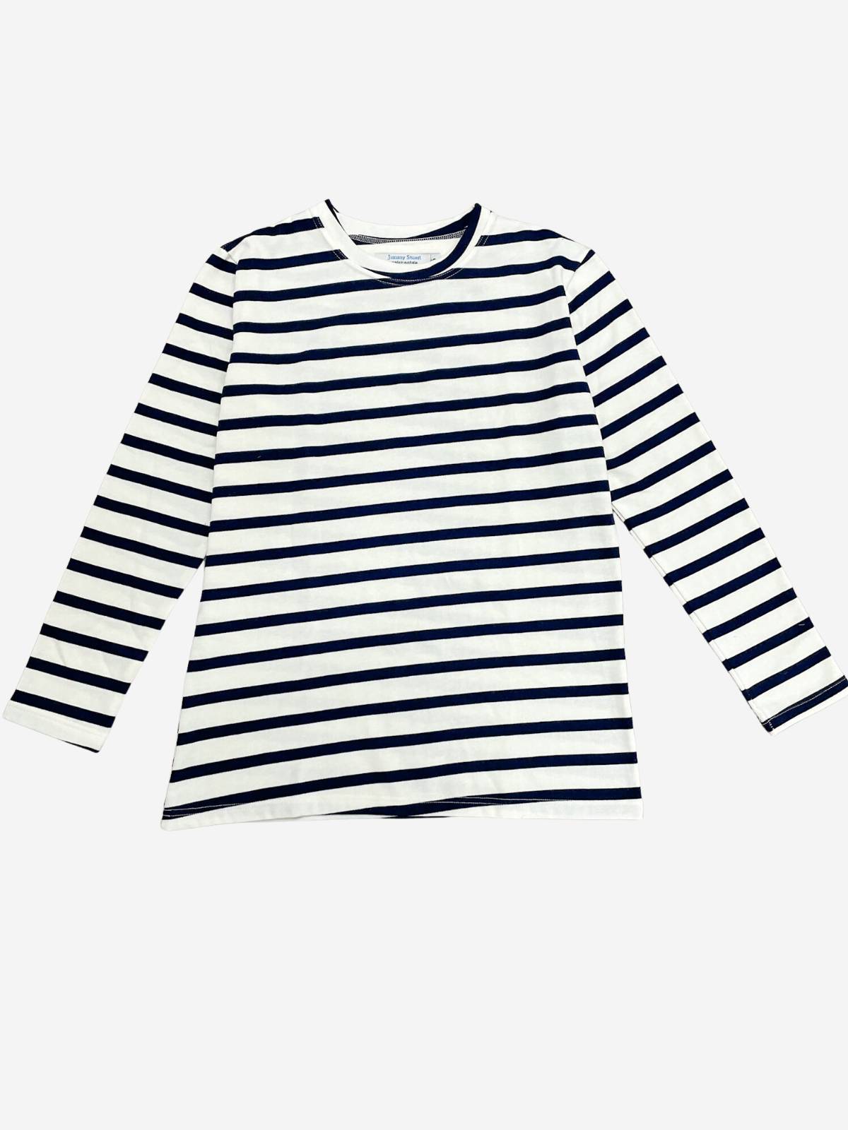 Whistler Stripe Cotton L/S Fleece Jumper - Navy/White