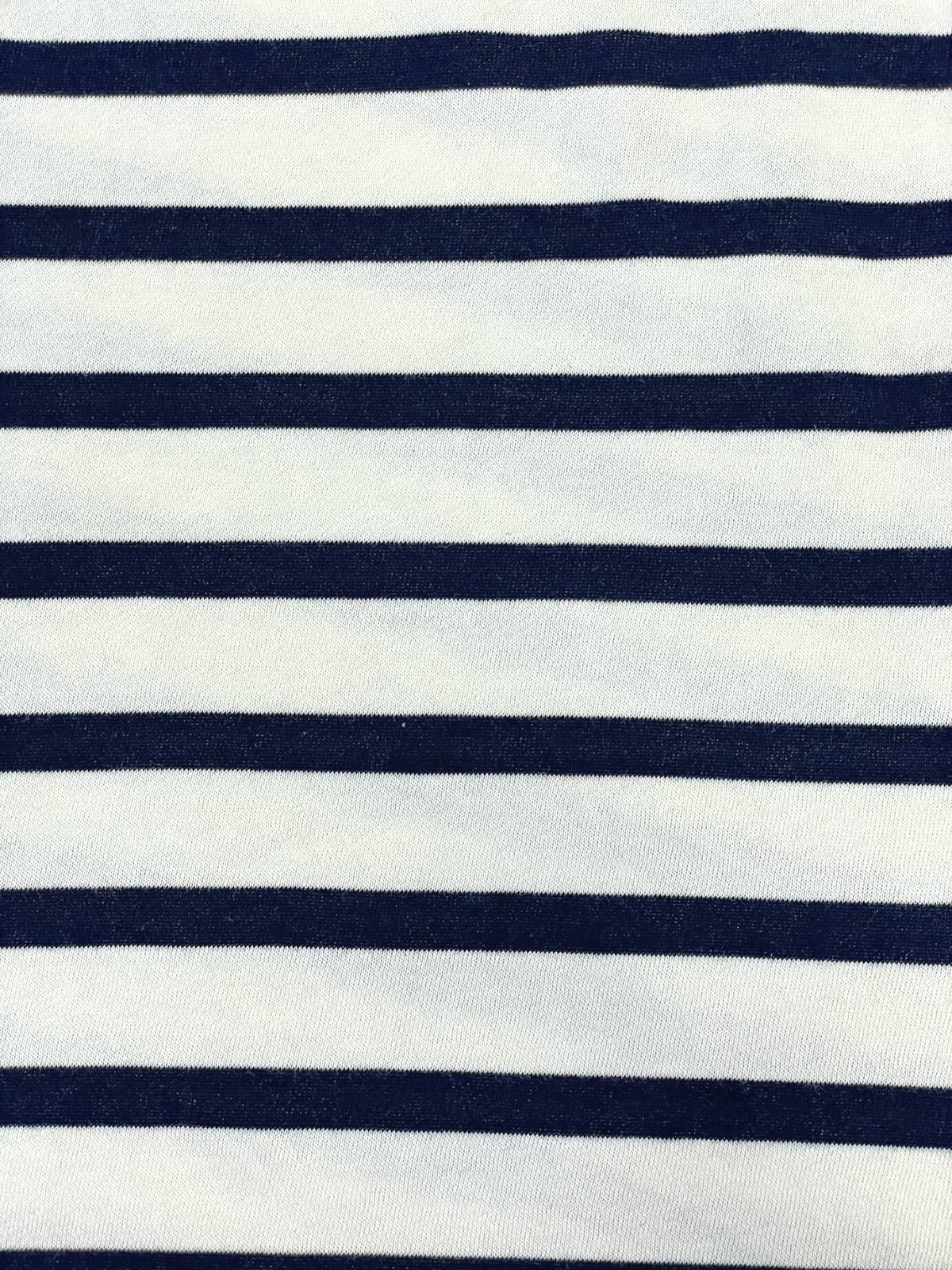 Whistler Stripe Cotton L/S Fleece Jumper - Navy/White