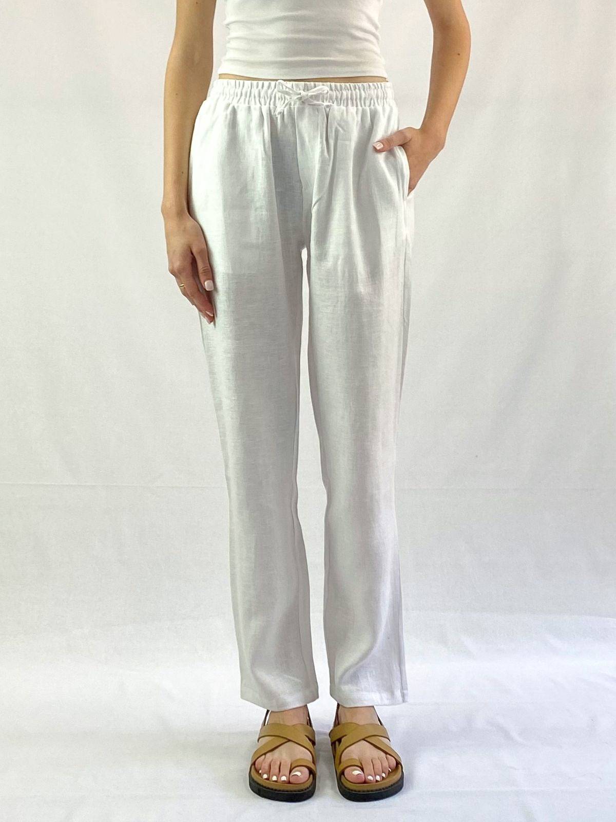 White Linen Pant - Relaxed Fit