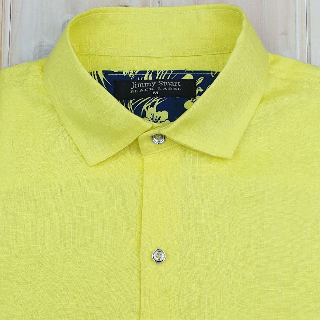 Byron Bay Lemon Linen L/S Shirt - Yellow