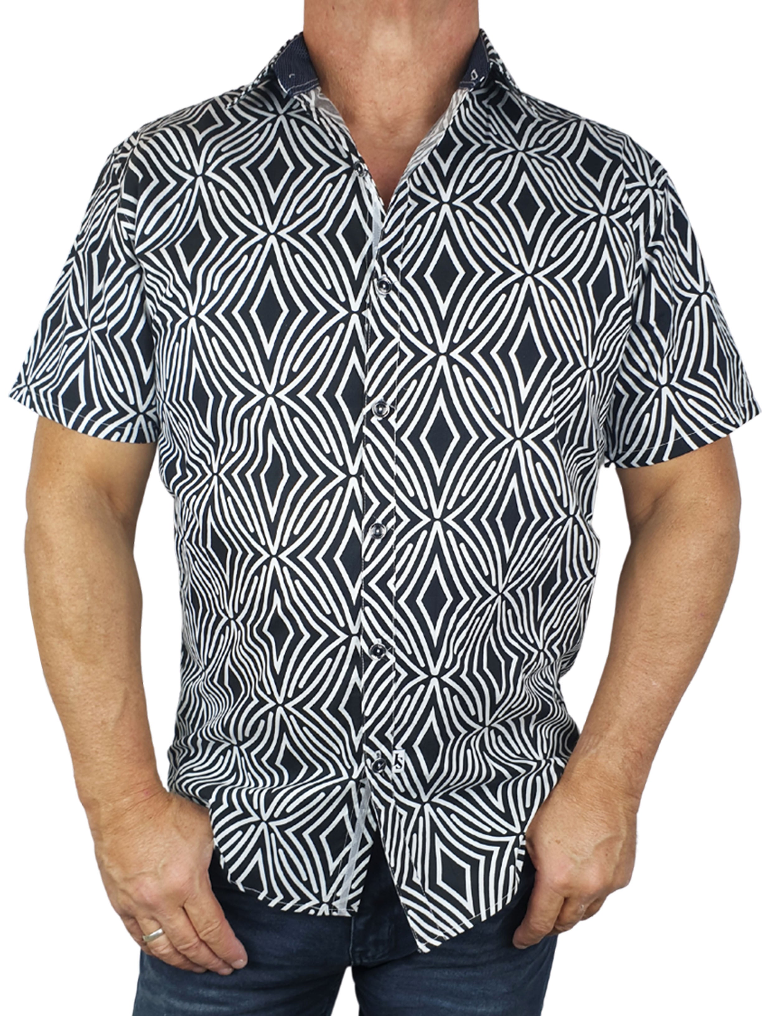 Zebra Abstract Cotton S/S Shirt - Black/White