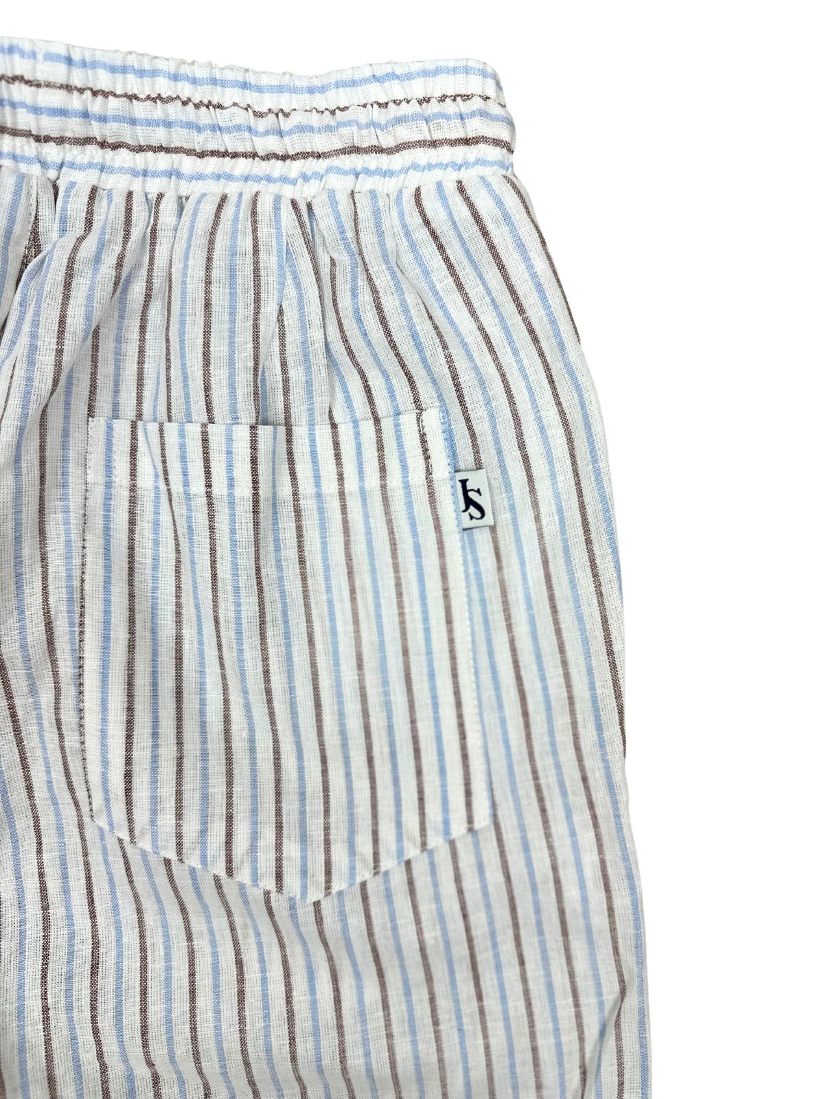 Allana Stripe Linen Short - Brown/White