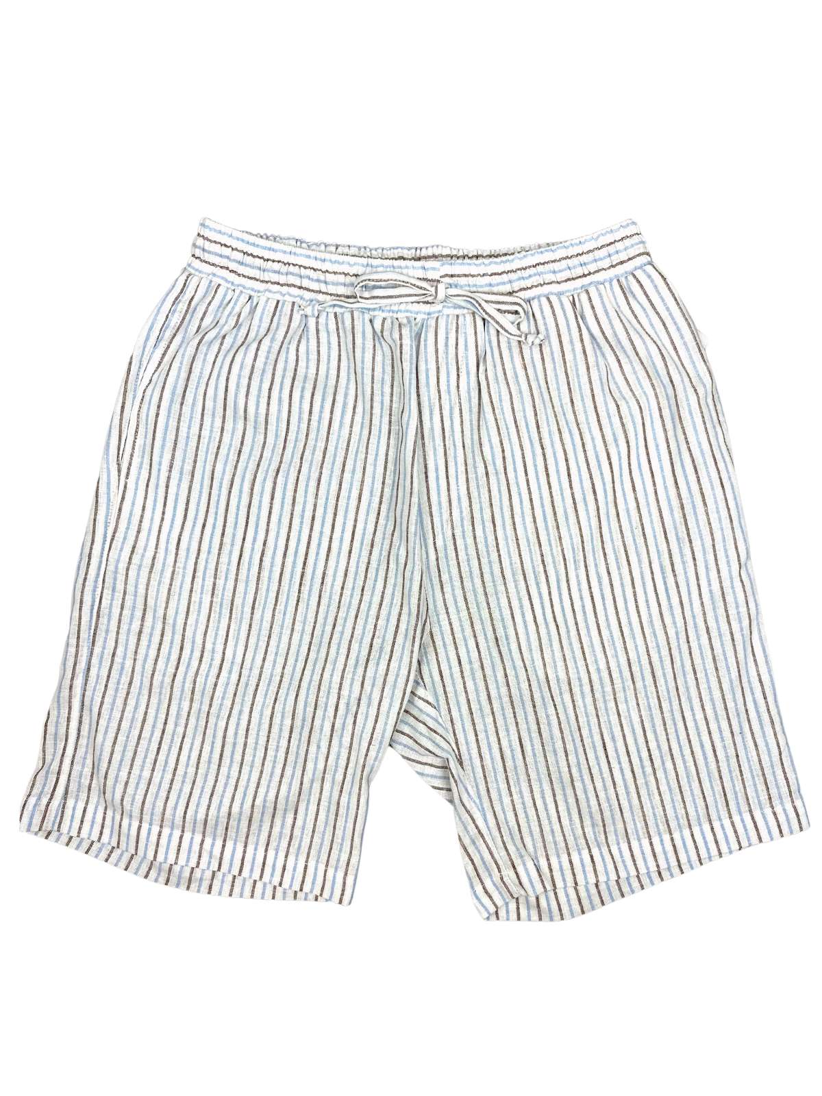 Allana Stripe Linen Short - Brown/White
