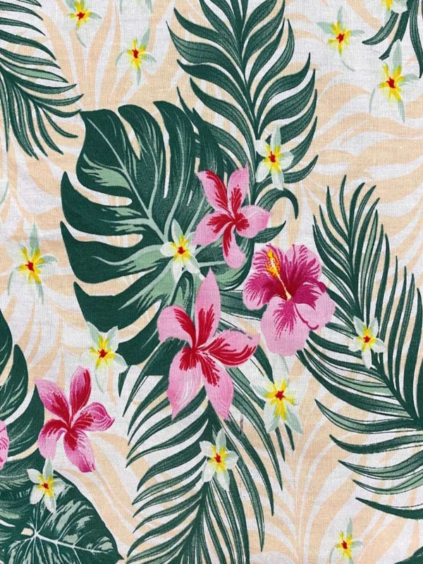 Aloha Hawaiian Cotton Short - Peach/Green