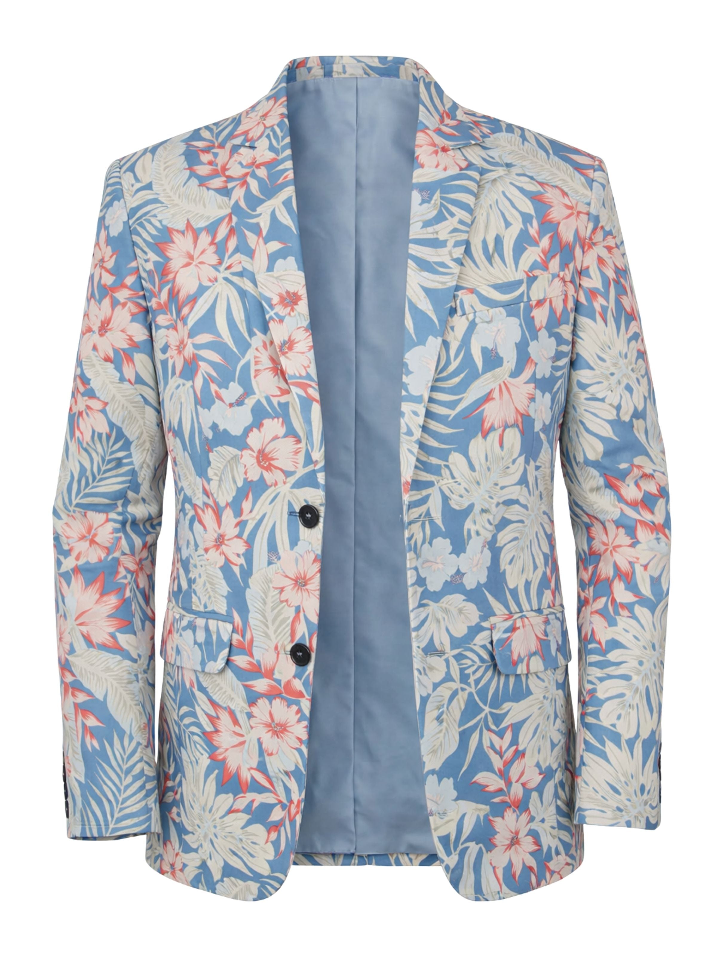 Antigua Hawaiian Linen Jacket - Blue/Orange