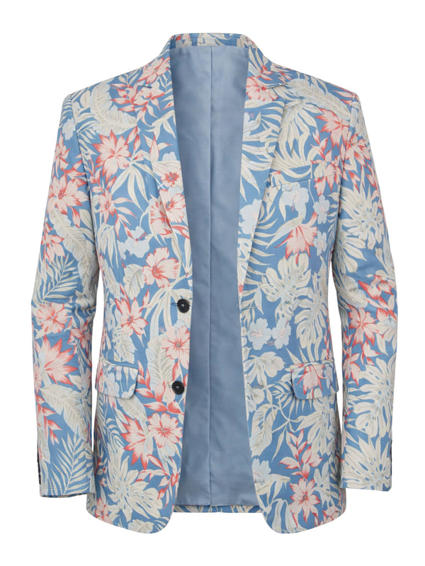 Antigua Hawaiian Linen Jacket - Blue/Orange