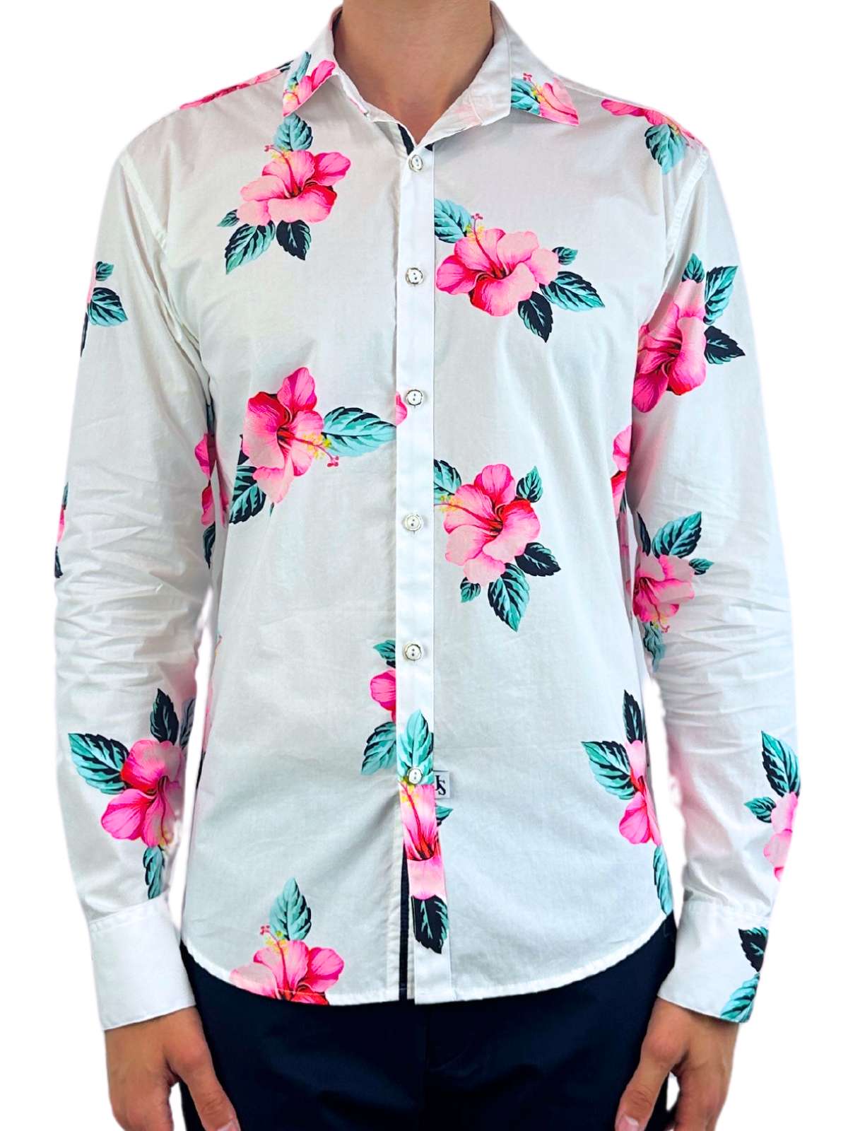 Armond Floral Cotton L/S Mens Shirt -  Pink