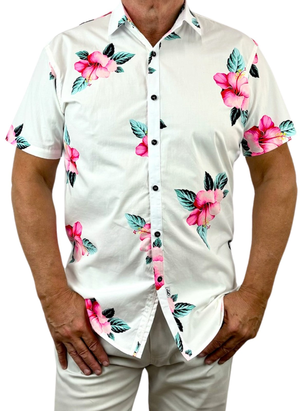 Armond Hawaiian Cotton S/S Big Mens Shirt - Pink