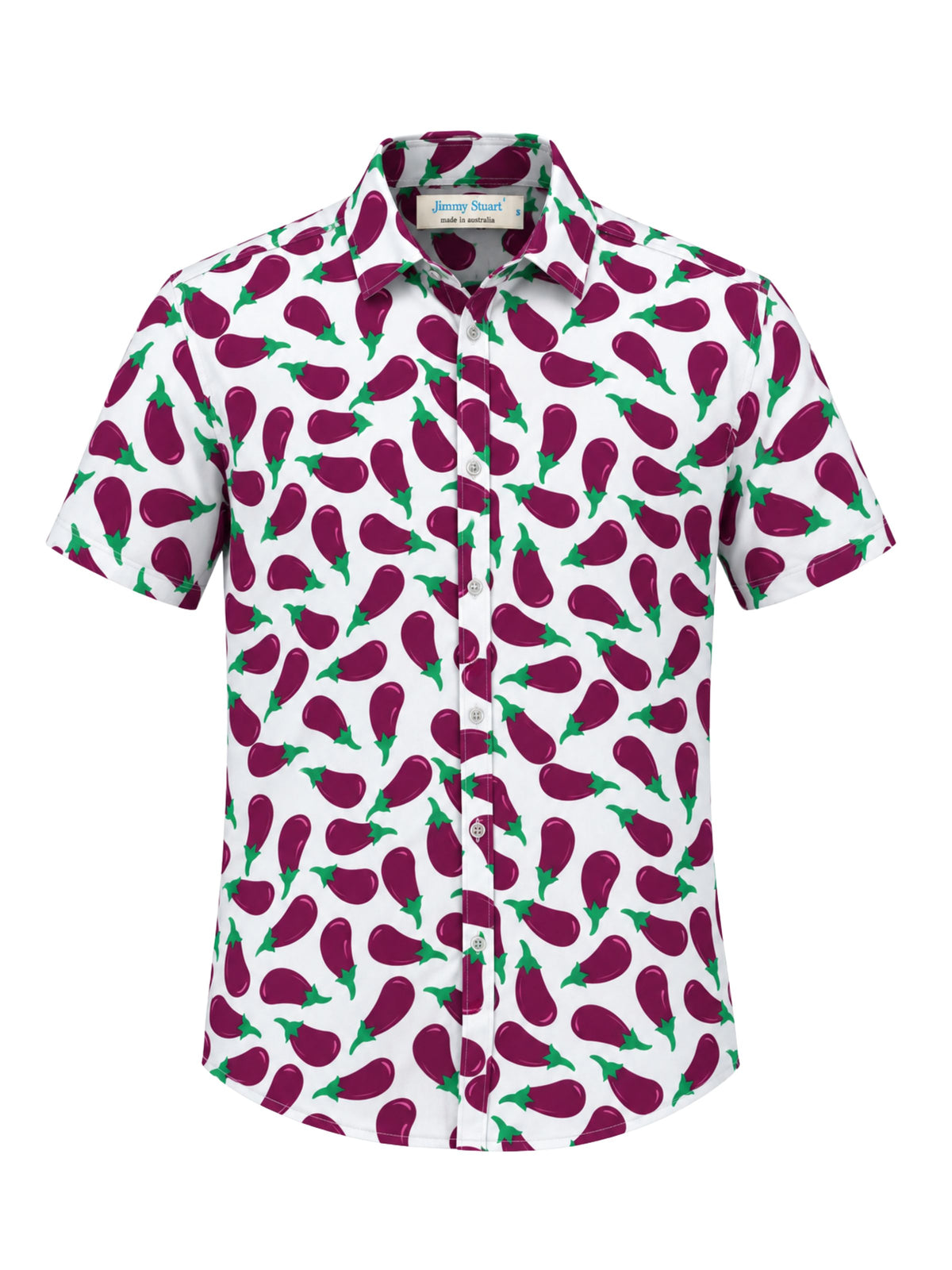 Aubergine Abstract Cotton S/S Shirt - Purple